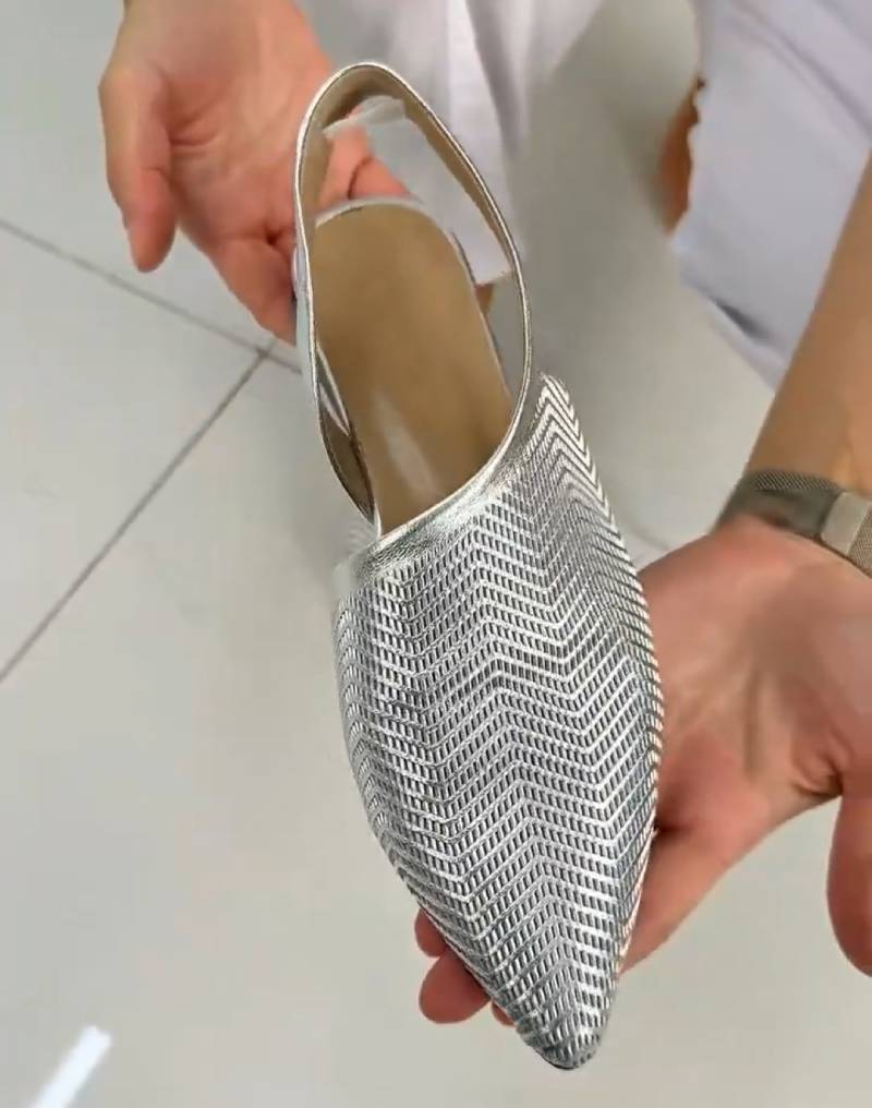 Chic Silver Hollow Pointed Sandals