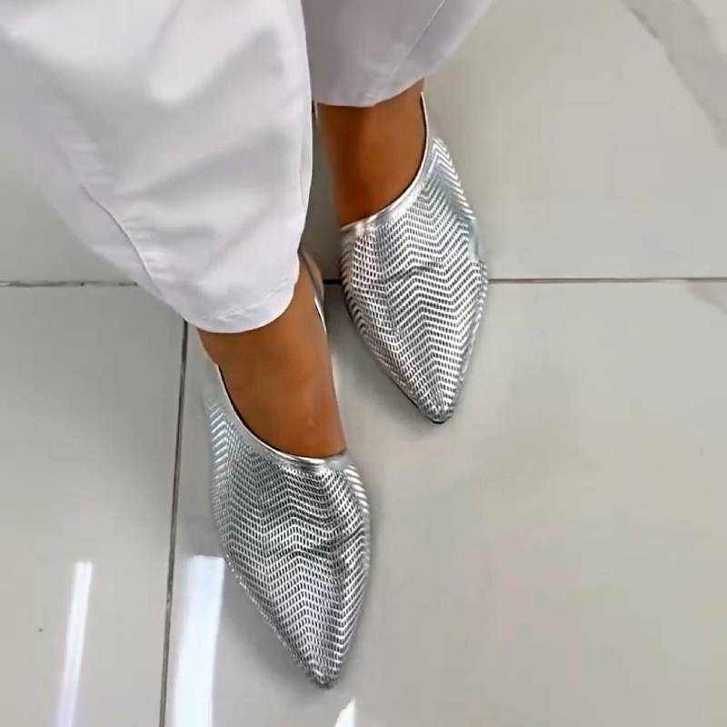 Chic Silver Hollow Pointed Sandals