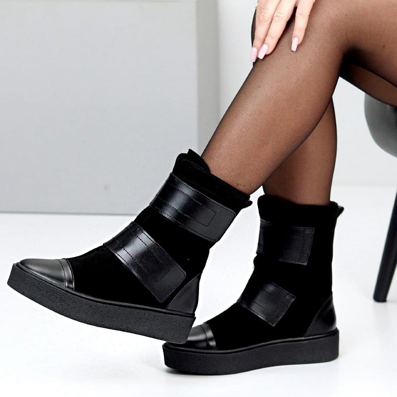 Lovely Double Velcro Leather Warm Boots