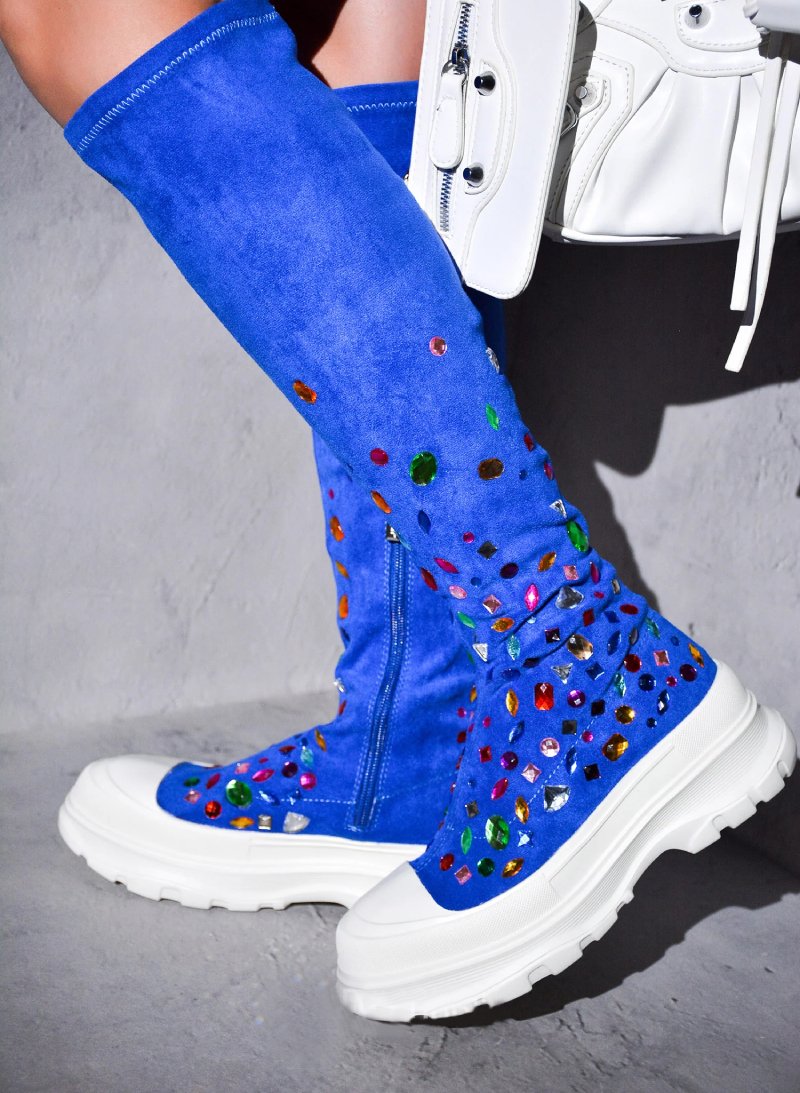 Lovely Colored Diamond Suede Boots