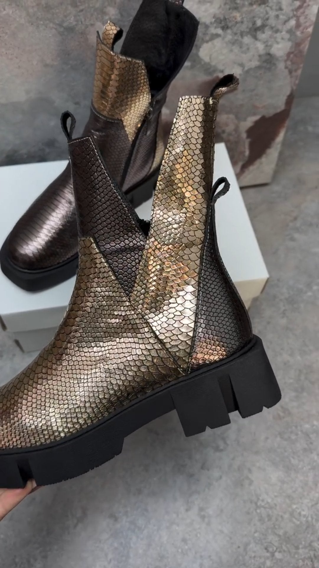 Cute Textured Leather Ankle Boots