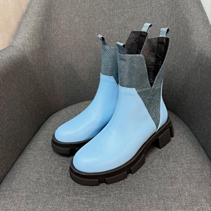 Chic Blue and Silver Ankle Boots