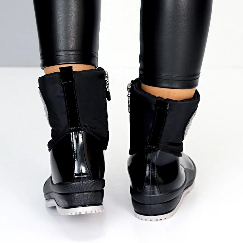 Chic Waterproof Patent Leather Warm Boots