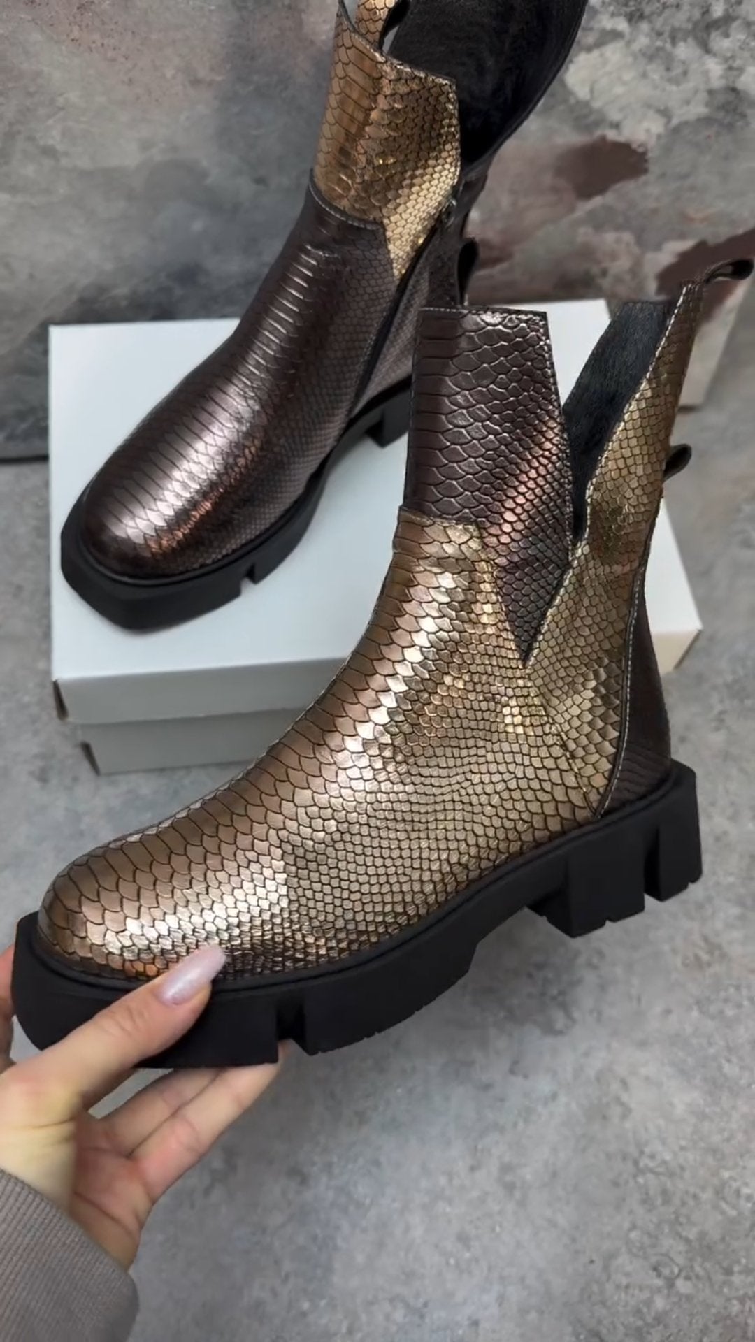 Cute Textured Leather Ankle Boots