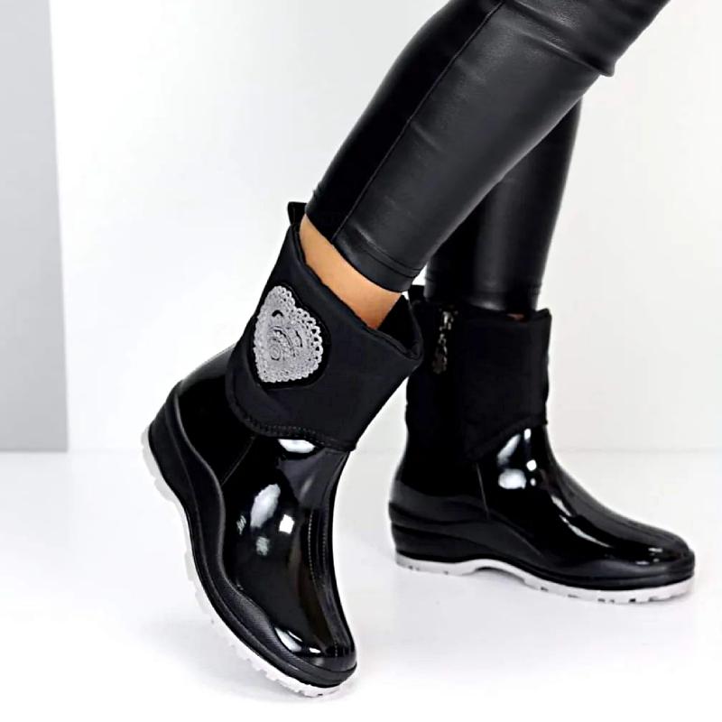 Chic Waterproof Patent Leather Warm Boots