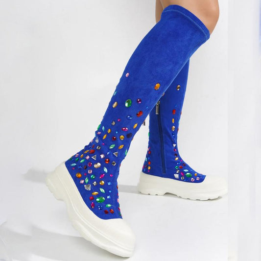 Lovely Colored Diamond Suede Boots