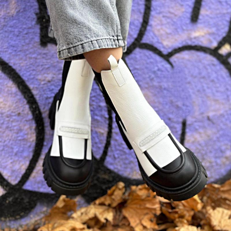 Chic Black and White Warm Ankle Boots