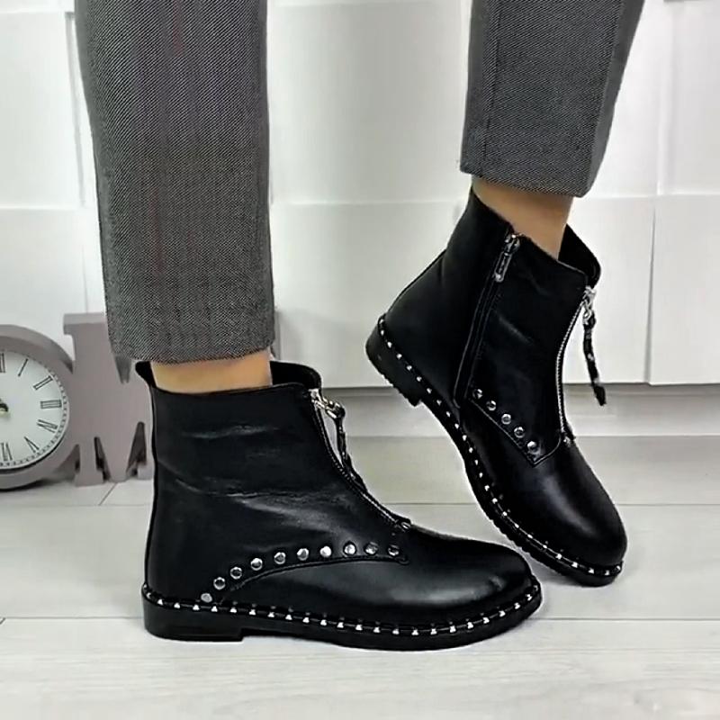 Chic Round Rivet Patent Leather Shoes