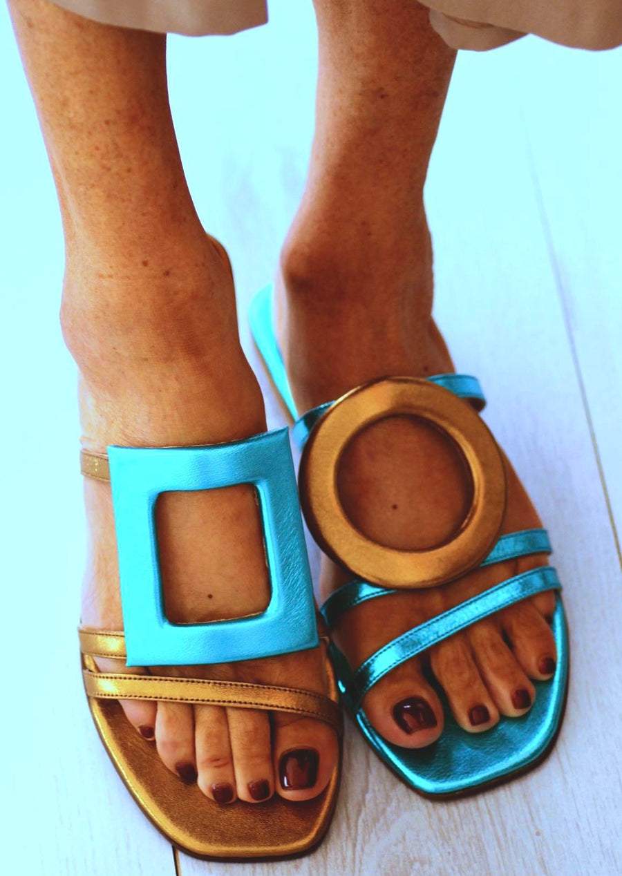 Vibrant Metallic Leather Sandals