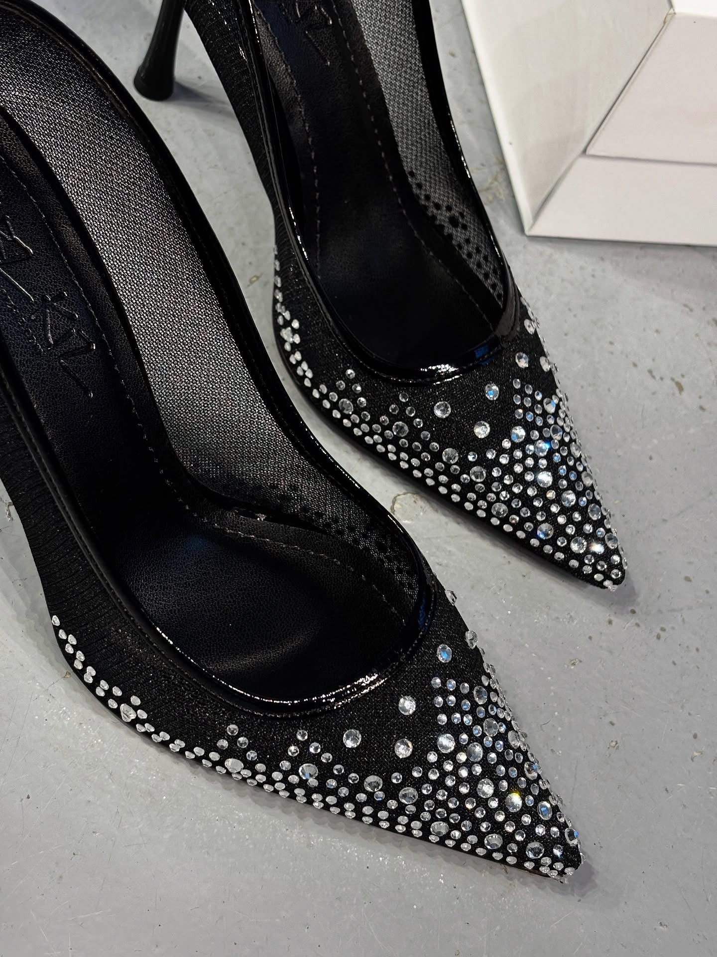 Mesh Rhinestone High Heels