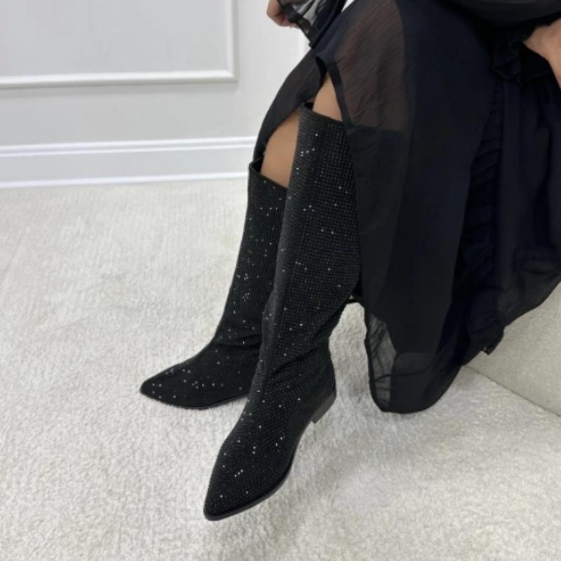 (Big Deals💥)Black party shiny versatile casual boots