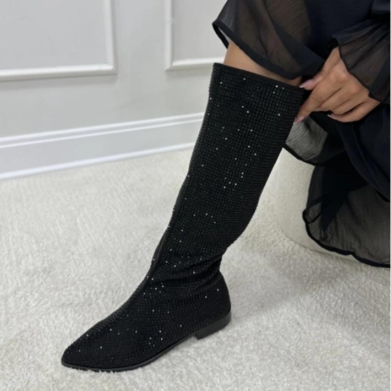 (Big Deals💥)Black party shiny versatile casual boots